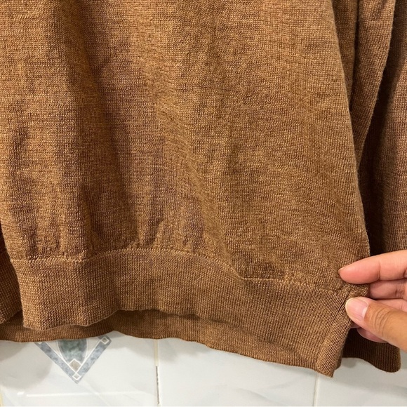 J. Crew Sweater Men's Large Tall Camel Brown 100% Merino Wool Preppy Old Money - Picture 4 of 9